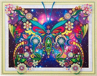 Алмазная вышивка 5D «Бабочка-многоцветница»