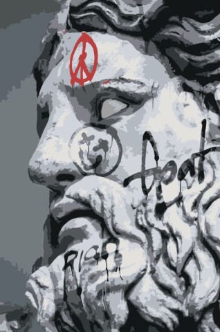 Картина по номерам «Античные статуи: Зевс граффити»