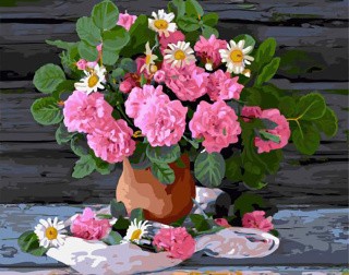 Картина по номерам «Цветы в глиняной вазе»