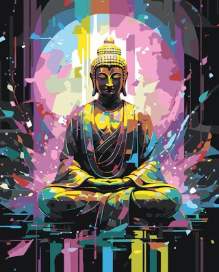 Картина по номерам «Буддизм: Будда в неоновых цветах»