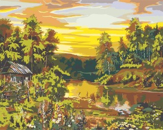 Картина по номерам «Дом у речки»