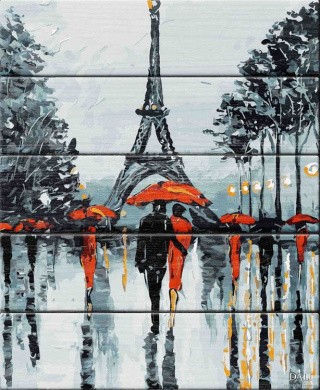Картина по номерам по дереву Dali «Парижские зонтики»