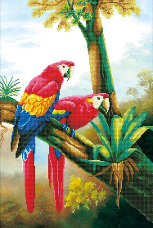 Алмазная вышивка «Цветные попугаи»