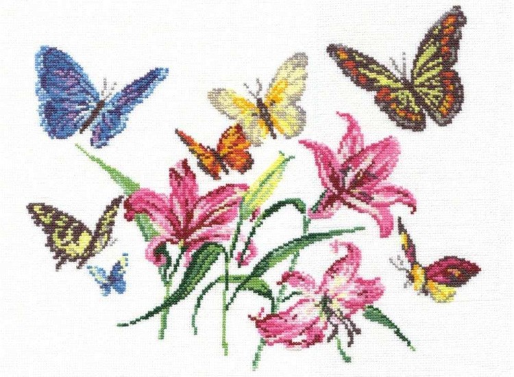 Набор для вышивания «Лилии и бабочки»