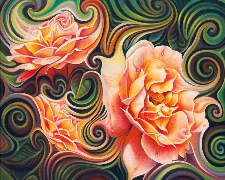Алмазная вышивка «Розы в абстракции»
