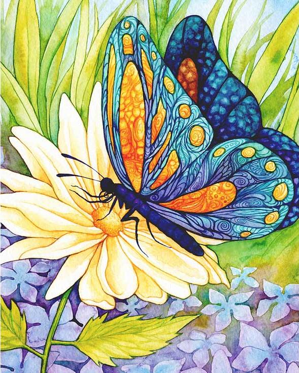 Алмазная вышивка «Бабочка и цветок»
