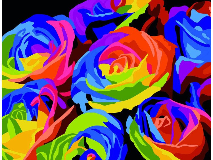 Картина цветным песком «Радужные Розы»