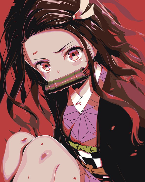Картина по номерам «Аниме: Связанная девушка в розовом кимоно»