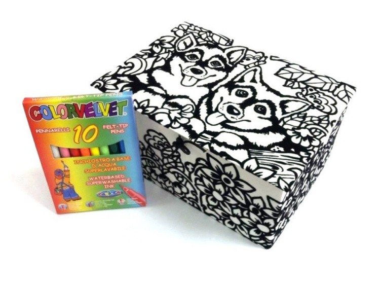Коробка-раскраска «Собаки» + 10 маркеров