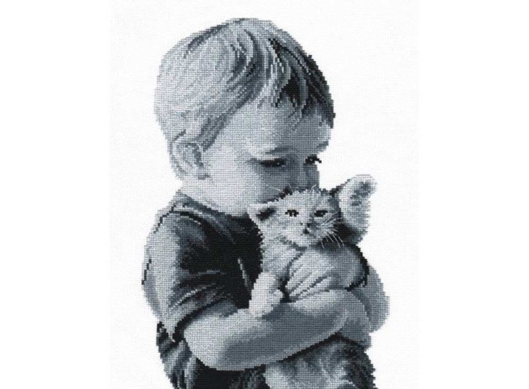 Набор для вышивания «Малыш с котенком»