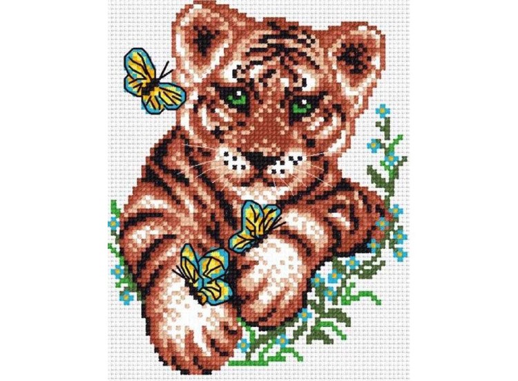 Набор для вышивания «Тигрёнок и бабочки»