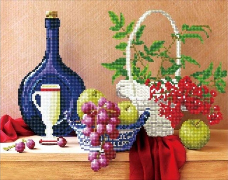 Алмазная вышивка «Натюрморт с вином и фруктами»
