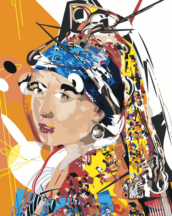 Картина по номерам «Pop Art Поп-арт: Девушка с жемчужной сережкой 2»