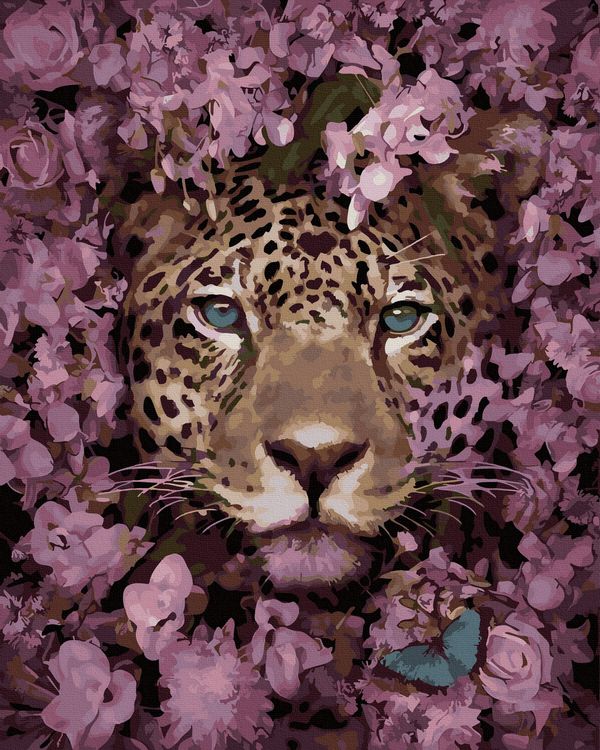 Картина по номерам «Гепард в цветах»