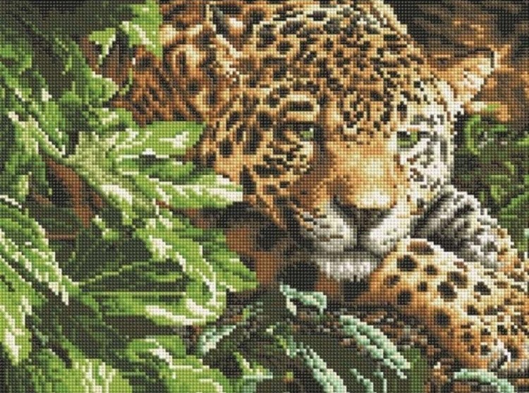 Алмазная вышивка «Зеленоглазый леопард»