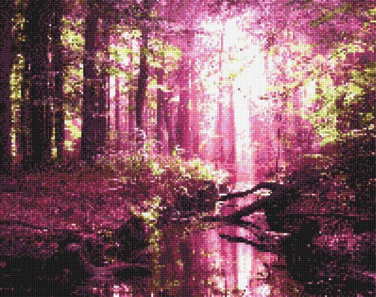 Алмазная вышивка «Весенний розовый лес»