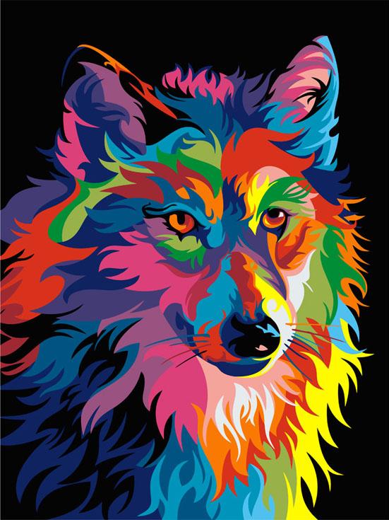 Картина по номерам «Радужный волк»