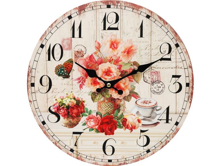 Часы настенные «Розы и кофе»