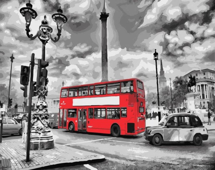 Картина по номерам «Красный автобус»
