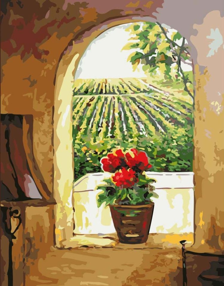 Картина по номерам «Цветок на окне»