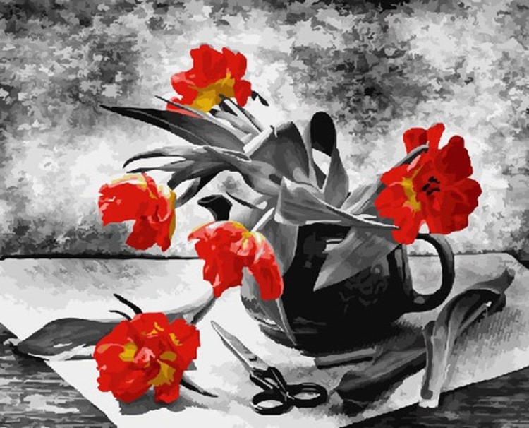 Картина по номерам «Красно-жёлтые тюльпаны»