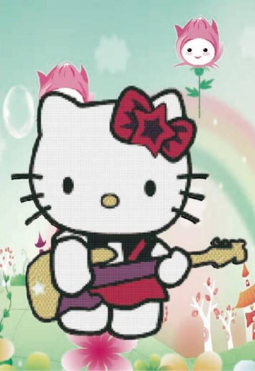 Алмазная вышивка «Hello Kitty с гитарой»