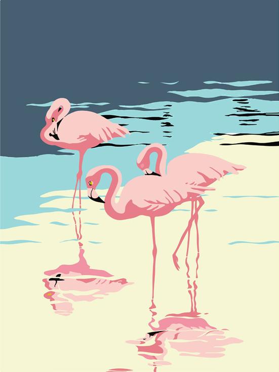 Картина по номерам «Три фламинго»
