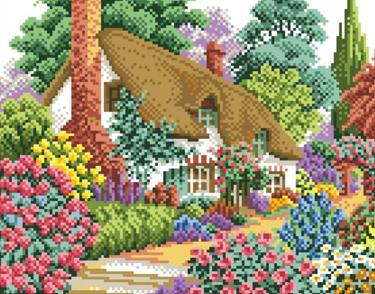 Алмазная вышивка «Дом в саду»