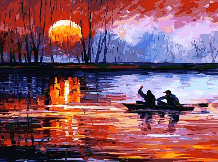Картина по номерам «Рыбалка на озере»