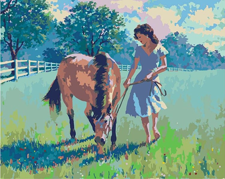 Картина по номерам «Девушка и лошадь»