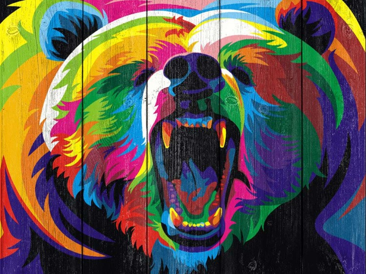 Картина по номерам по дереву Dali «Медведь pop-art»