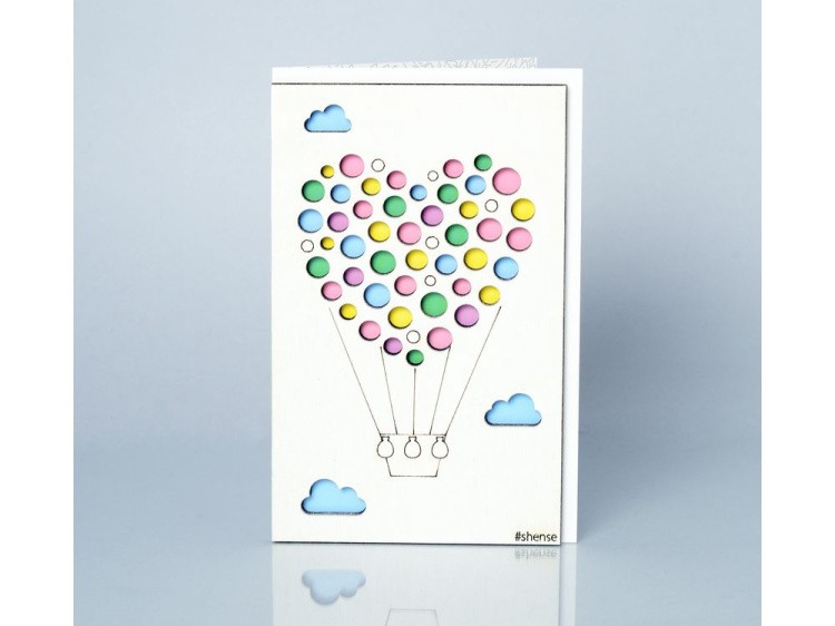 Деревянная открытка «Воздушный шар»