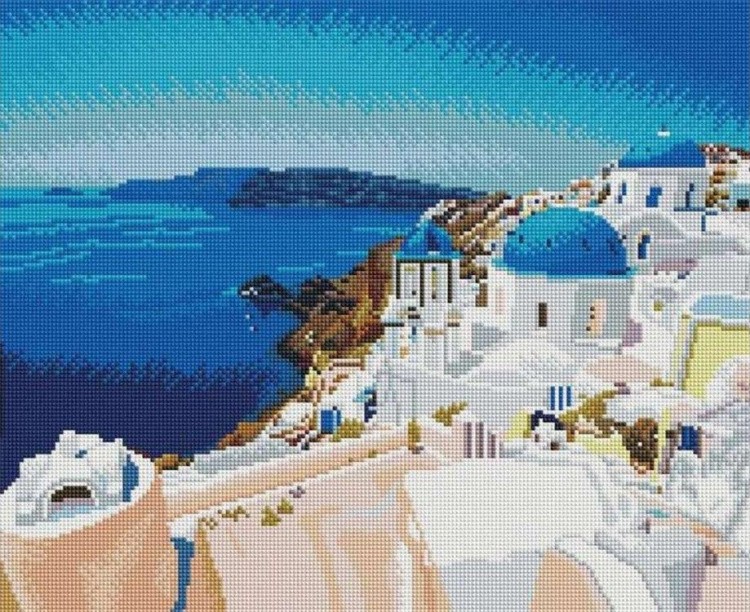 Алмазная вышивка «Белые домики Греции»