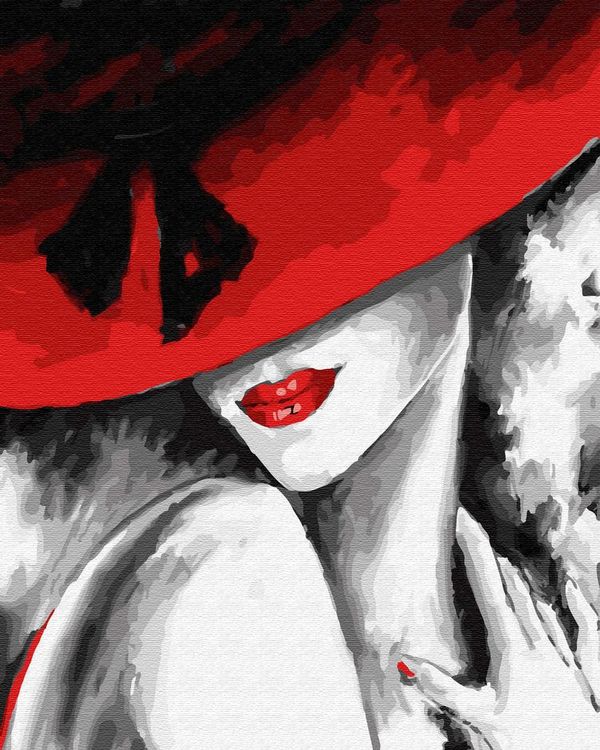 Картина по номерам «Красная шляпка, красные губы»