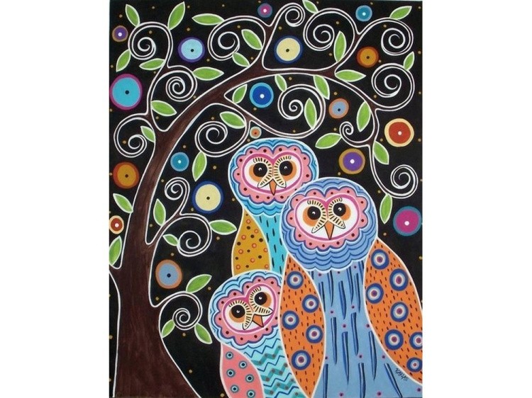 Картина цветным песком «Три совы»