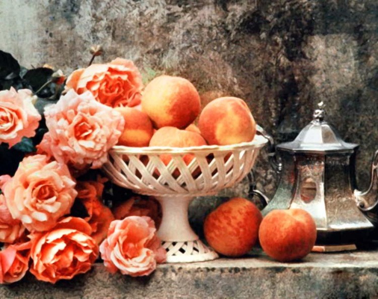 Алмазная вышивка «Розы и персики»