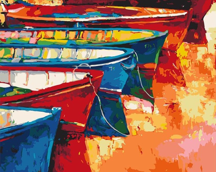 Картина по номерам «Лодки у причала»