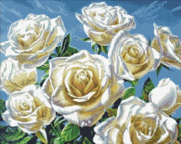 Алмазная вышивка «Белые розы»