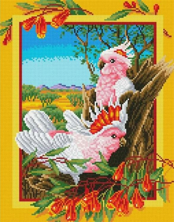 Алмазная вышивка «Розовые попугайчики»