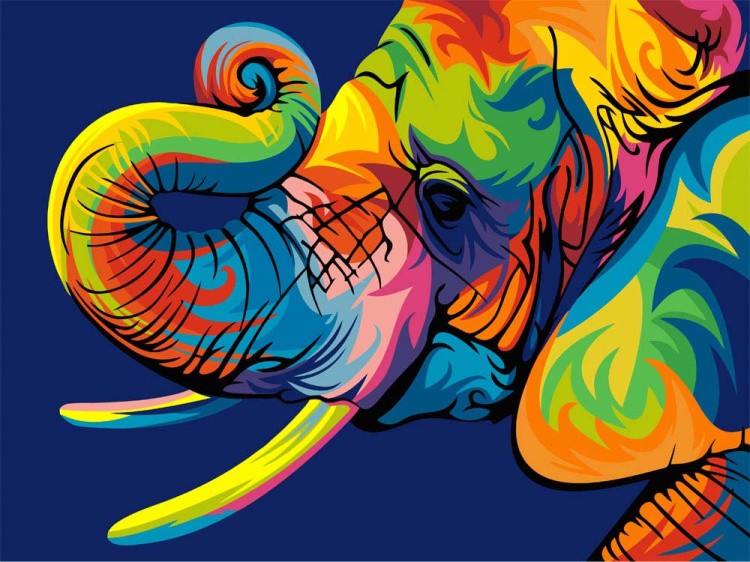 Картина по номерам «Радужный слон»