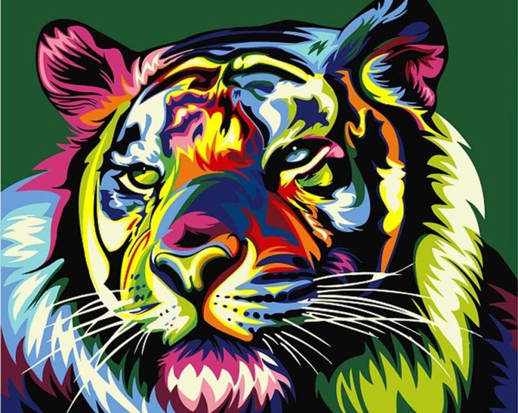 Картина по номерам «Королевский радужный тигр»