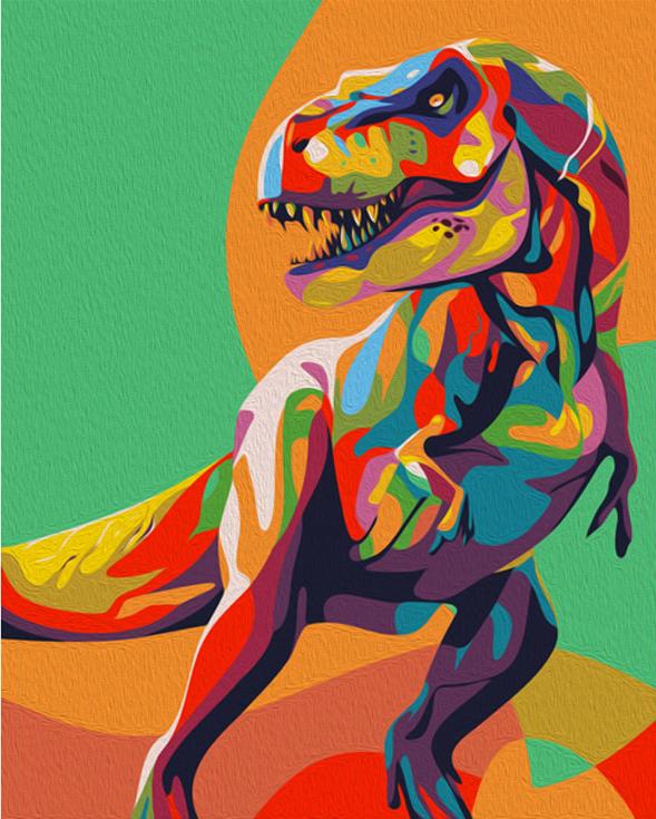 Картина по номерам «Радужный динозавр»
