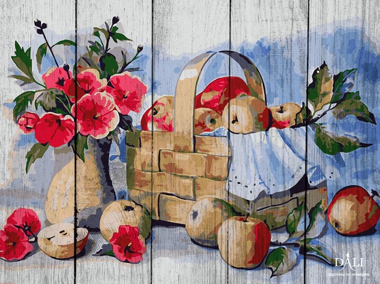 Картина по номерам по дереву Dali «Корзина с яблоками»