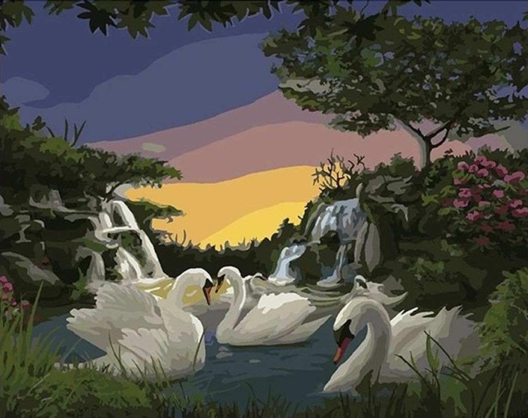 Картина по номерам «Лебеди на закате»