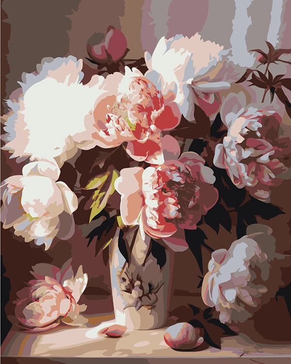 Картина по номерам «Цветы: Букет пионов на столе»