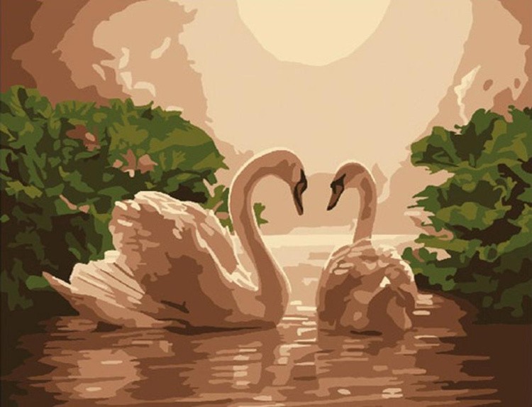 Картина по номерам «Лебединая пара»