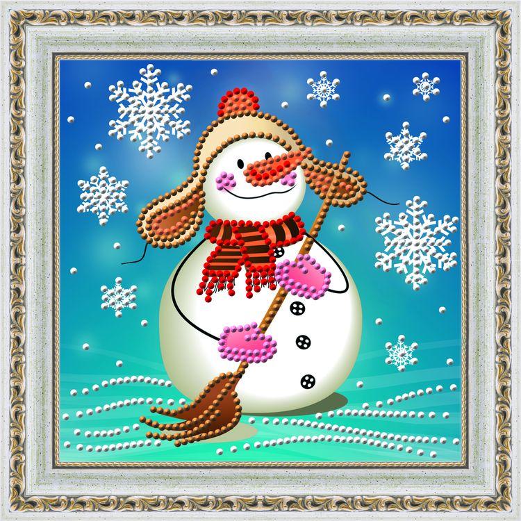 Алмазная вышивка «Снеговик с метлой»
