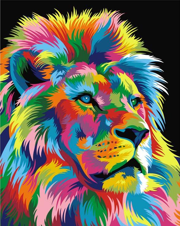 Картина по номерам «Королевский радужный лев»