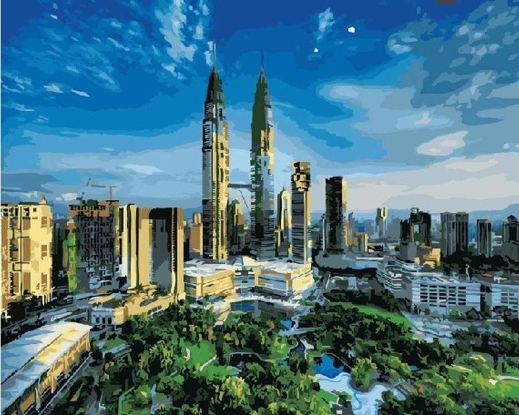 Картина по номерам «Башни-близнецы Куала Лумпур»