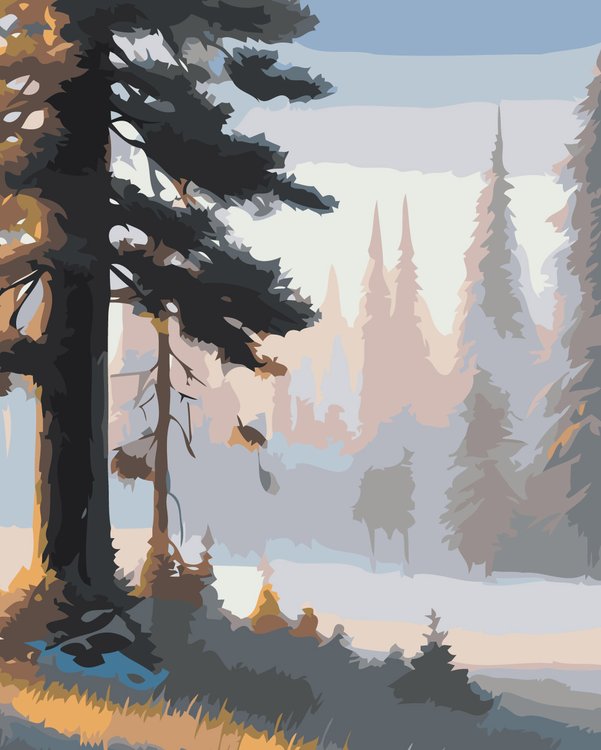 Картина по номерам «Лес в тумане»
